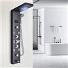aworddy LED Colonna Doccia Idromassaggio in 304 Acciaio Inox Pannello Doccia Set con Miscelatore da Massaggi, Soffione Fisso, Doccetta e Bocca Vasca 5 Funzioni per Bagno Nera