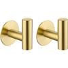 YUET 2 Pezzi Ganci Portasciugamani Adesivi in SUS 304 Acciaio Inox Rotondo Gancio Appendiabiti da Parete Autoadesivo per Cucina e Bagno Asciugamani Muro Accappatoio Accessori (Oro)