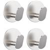 Adurei Ganci Adesivi 4 Pezzi Portasciugamani in Acciaio Inox Rotondo Gancio Appendiabiti Attaccapanni Muro Gancio Appendi Accappatoio Appendiabiti Impermeabile Antiruggine per Bagno e Cucina, Argento