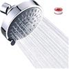 JINYOMFLY Soffione per Doccia Fisso, Soffione Doccia alta Pressione, Soffione Doccia Anticalcare, Rotondo Soffioni Docce 5 Impostazioni, Testa Doccia Regolabile 360°, 2.5 GPM
