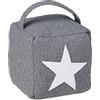 Relaxdays 2x Fermaporta in Stoffa a Pavimento, Sacchetto con Stella, Alto, con Manico, HxLxP: 20 x 15 x 15 cm, Grigio
