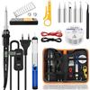 EHIOG Saldatore a Stagno, 80 W (350 ℃-500 ℃),Kit saldatura elettronica 15 in 1 con interruttore ON/OFF,5 guasti saldatore,Pompa dissaldante,Filo di saldatura, Riparazioni Elettroniche