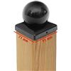 VIVAGARDEA 4x Copripalo a Sfera 71x71 mm Nero - Cappuccio per Pali in Legno 70x70 mm in Acciaio Verniciato a Polvere - Terminale Decorativo per Recinzioni e Giardino con Fissaggio Laterale