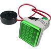 Gebildet 22mm AC Tester di Tensione, AC 50-500V/0-100A/0-99 Hz Voltmetro Amperometro Frequenzimetro con Display a LED a 3 Cifre Multimetro Pannello (Verde, Quadrato)