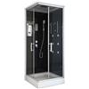 HOME DELUXE - Wave M Doccia Completa Nera 90 x 90 - con Radio, Soffione a Pioggia e Accessori I Doccia Pronta