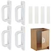 Nivofu 4 Pezzi Maniglie Autoadesive Bianco 10x2.5cm, Maniglia Porta Scorrevole in Plastica PP, Maniglia Porta Interna Senza Foratura per Armadio, Cassetto, Finestra, Porta Scorrevole Esterno Muro
