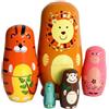 Oostifun 5pcs Cartoon Cute Handmade Russian Nesting Doll Playsets Animali in legno Nesting Dolls Stacking Dolls Collection Decoration(Animals)