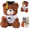 HBSFBH Orsetto di Peluche Laurea, Orsacchiotto di peluche con cappello da dottore, 23 cm Orsetto di Peluche Personalizzato, Simpatico orsetto di peluche Laurea per Scuola Laurea Decoro (Marrone Scuro)