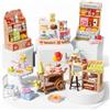 vamei Accessori Mini Negozio Con 100+ Accessori Casa Delle Bambole Per Bambini | Set Mini Alimenti Per Negozio, Giocattolo Gioco Di Ruolo In Miniatura Con Dolci, Bevande, Scaffali E Accessori Negozio