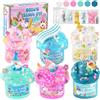 LAWOHO Set di 6 gnomi a forma di sirena Slime di nuvola, muco di burro, Water & Clear Slime, set di muco per bambini con GNOME Add-in, kit di muco fluffy per ragazze e ragazzi, 360 ml, blu e rosa