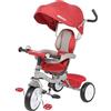 Palmitessa Triciclo Pieghevole per Bambini 1-4 Anni con Manubrio per Genitori - Bicicletta Evolutiva fino a 20kg - Monopattino Bambino Regolabile con Struttura Ergonomica, Rosso e Grigio