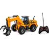 Generico Ruspa Escavatore Giocattolo Radiocomandato RC con Luci LED Mezzi Cantiere Telecomandati Bambini Bulldozer Trattore Scavatrice Ruspa Radiocomandata Mezzi Lavoro Martello Pneumatico Porta Tronchi (d)