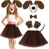 AOOWU 7 Pezzi Set Costumi Cucciolo Cane, Set di costumi di Animali Accessori con Tutù di Animali Gonna Fascia per Capelli, Naso, Coda e Guanti, Festa dei Bambini, Natale, Feste a Tema Animali