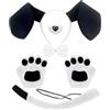 XNIVUIS 5 Pezzi Set di Costumi da Cucciolo di Cane in Bianco e Nero Orecchie Cane Costume,Set di Costumi da Cane in Maschera per Bambini Ragazzi e Ragazze Halloween Cosplay Compleanno (5 PC)