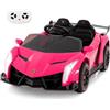 RELAX4LIFE Macchina Elettrica Lamborghini per Bambini 12 V con porta idraulica, telecomando, MP3 e luce LED, 3 Velocità, 3-6 km/h, per Bambini 3-8 Anni (ROSA)