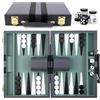FSWWSF Backgammon - Valigetta con custodia in pelle di alta qualità, portatile e da viaggio (blu-grigio)