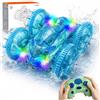 Morofme Auto anfibia telecomandata, 2,4 GHz, auto telecomandata per bambini, 4WD 360°, luce RGB, tempo di gioco: 90 minuti, auto telecomandata a partire dai 4 ai 12 anni, per esterni, piscina