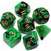 CREEBUY Set di dadi neri e verdi per dungeon e dragons, set di 7 dadi per giochi di ruolo