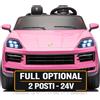 Mondial Toys Porsche Cayenne 24V Maxi SUV Elettrico per Bambini 2 Posti Macchina Elettrica con Telecomando Due Cinture a 3 Punti Luci LED Bluetooth Carico Massimo 60 Kg (Rosa)