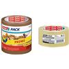 tesa 57456 Nastro da Imballo Avana-Pack da 2 pz, Marrone, 66 m x 50 mm & ack® Standard PP ruidoso 66m x 50mm transparente