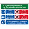VSafety V Safety CV211BA-R VSafety Protect Personale e Clienti - Segnale per rivestimenti per il viso, 300 mm x 200 mm-1 mm in plastica rigida