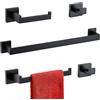 Turs Set Di 5 Accessori Da Bagno In Acciaio Inox Opaco Nero E Oro Spazzolato Porta Asciugamani Porta Asciugamani E 2 Ganci Per Asciugamani, Montaggio A Parete In Acciaio Inox (Nero)