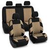 FH GROUP Set completo di coprisedili per auto, in tessuto di alta qualità, universali, con schienale basso, lavabili, compatibili con airbag, sedili posteriori divisi, per SUV, berlina, beige