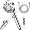 berssen Soffione Doccia Pulsante Stop, Doccino per Doccia 5+1 Modalità di Spruzzo, Lancia ad Alta Pressurizzato, Doccetta per Doccia Universale Grande(Soffione Doccia+Tubo Doccia1.5m)