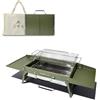 Charmline 39 x 27 cm Griglia a Carbone Portatile Pieghevole, Barbecue Carbonella Portatile Compatta per 2-4 Persone, Griglia BBQ per Campeggio, Picnic, Giardini e Feste in Spiaggia, Verde