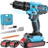 Olubfdh Trapano Avvitatore Batteria 21V, con 2×2000mAh Batterie, coppia 45 Nm max, 25 + 3 livelli di coppia (2 marce e LED) per casa e giardino fai da te (Blu)