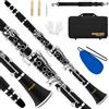 SONICAKE Clarinetto Sib per Principianti, Clarinetto in Ebanite Nichelato con Barilotti, Ance, Bocchino Originale, Custodia Rigida QCR-01