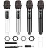 talomen Microfono wireless karaoke 2,4 GHz, microfono dinamico portatile professionale con ricevitore ricaricabile, per canto, karaoke, feste, esibizioni dal vivo, K604 Bianco, Argento, Grigio, Nero.