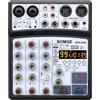 BOMGE Mixer audio professionale per DJ a 4 canali con 99 DSP interfaccia console di mixaggio karaoke da tavolo ingresso MP3 USB ingresso Bluetooth registrazione stereo alimentazione Phantom 48V
