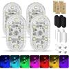 NEOVSUNY 4 Pezzi Led Auto Interno Senza Fili, Luci Led RGB Abitacolo con 6 LEDs, 7 Colori Regolabile Ricaricabile USB Accessori per Illuminazione Ambientale