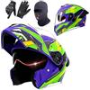 GAORUTO Casco Integrale Da Moto Omologato ECE 22.06, Casco Modulare Da Moto Con Doppia Visiera Per Adulti, Uomo E Donna (H, 55-61CM)
