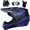 FASXZVM Gioventù Bambini Sport Casco Motocross, Unisex Integrale MTB Fuori Strada ATV Karting Moto Casco, Discesa Gare Enduro MX Quadrato Bicicletta Sporca Schianto Casco, con Occhiali Guanti Maschera ( Color
