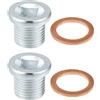 X AUTOHAUX 2 Pz M16x1.5 Acciaio Motore Olio Tappo di Scarico Vite con Anello di Tenuta per Volvo 260 480 per Peugeot 307 206 405 406 407 Tono Argento
