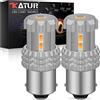 KATUR 1156 BA15S 1141 7506 P21W Lampadine a LED 12 Pezzi 3020SMD Chipset 2800 Lumen utilizzati per indicatori di direzione, Luce Posteriore, Luce Freno, Giallo Ambra (Confezione da 2)