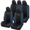 Auto Accessori Lupex - Set 9 Pezzi Coprisedili Auto Universali Racing, Colore Nero Blu Scuro - Fodere Protezione Sedili Anteriori e Posteriori, Compatibili con Berline e Utilitarie