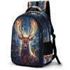 WECECE Zainetto Reindeer Theme Ragazze Scuola Media Borsa Scolastica Animal Ragazzi Classe 7-9 Cartella per Lezioni Viaggio Stile Porta del Frigorifero, School Bag Libri Quaderni