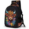 WECECE Zainetto Highland Cow Print Bambino 12 Anni Zaino per Computer Bull Bambina Classe 4-6 Cartella Scolastica Impermeabile Resistente Gita Scolastica Viaggio Daypack