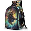 WECECE Zaino Scuola Space Dog Bambine 7-10 Anni Zaino Scolastico Cute Puppy Bambino Classe 4 Motivo Porta del Frigorifero Cartella Scolastica 6-10 Anni, Daypack Gita Tempo Libero
