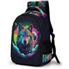 WECECE Zaino Scuola Wolves Motif Bambina 8 Anni Zainetto Animal Wolf Bambino 7 Anni Porta del Frigorifero Cartella Elementare Libri Quaderni, Backpack Outdoor Facile da Abbinare