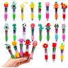Wotrilw 24 Pezzi Mini Penne, Penne Regalini Fine Festa Compleanno Gadget Compleanno Bambini Multicolore Bambini con Tappi Animali Gadget Natale, 4 In 1, Accessori Sacchetti Regalo per Regali per Studenti