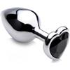 BONDAGERIE® Plug anale gioiello Sextoy 100% sicuro nero a forma di cuore, sacchetto incluso, Taglia M