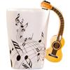 MBSM Tazza creativa da 250 ml, con manico a forma di chitarra, in ceramica, per caffè, tè, latte, con manico, idea regalo (chitarra in legno)