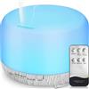 Hianjoo Diffusore di Oli Essenziali, 450 ml, umidificatore per aromaterapia ad ultrasuoni con Aroma Elettrico, Luce LED Romantica, 7 Colori, Regali di Scelta per Natale e Capodanno (Bianco)
