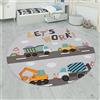 Paco Home Tappeti da gioco a pelo corto colorati per camerette dei bambini con diversi motivi, Dimensione:Ø 160 cm tondo, Colore:Grigio 2