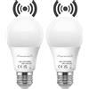 Vanpus LED Lampada con Sensore di Movimento e Crepuscolare - 12W E27 Bianco freddo (6000K), Auto Accensione/Spegnimento per Garage, Corridoi, Giardini Esterni (2 Pezzi)