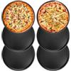 GAOUTO Set di 6 teglie per pizza in acciaio inox da 29 cm, nere: teglia per pizza rotonda, antiaderente per pulire e servire in cucina